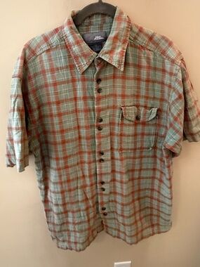 No Fear Y2K 90s Plaid double Button-Up Shirt muted colors size L